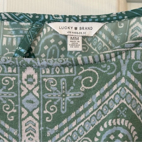Lucky Brand Mint Sage Green Blue Flutter Sleeve Boxy Blouse - Picture 8 of 9